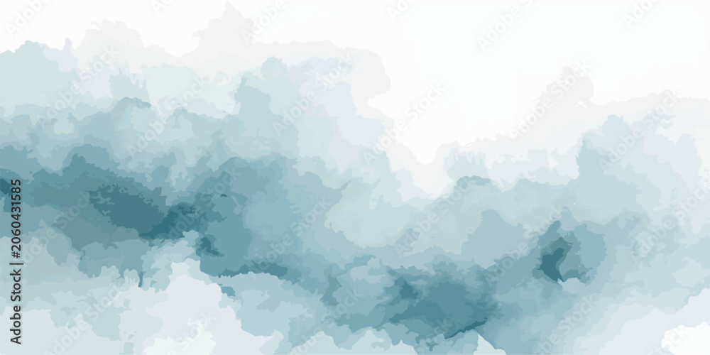 Fototapeta premium Fluffy white clouds over a mountain landscape on a bright summer day