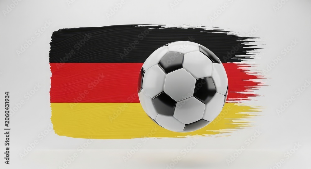 Naklejka premium Football championship germany representation soccer ball with brushstroke flag isolated on transparent background