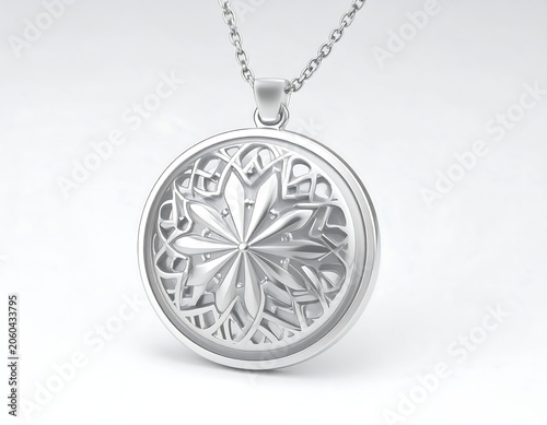 Silver pendant with intricate design