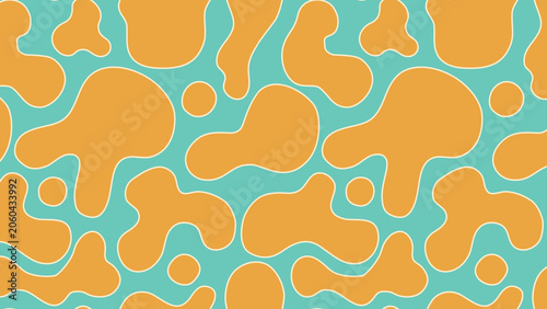Orange teal abstract blob pattern