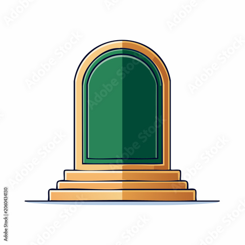 Archway with Steps and Green Panel