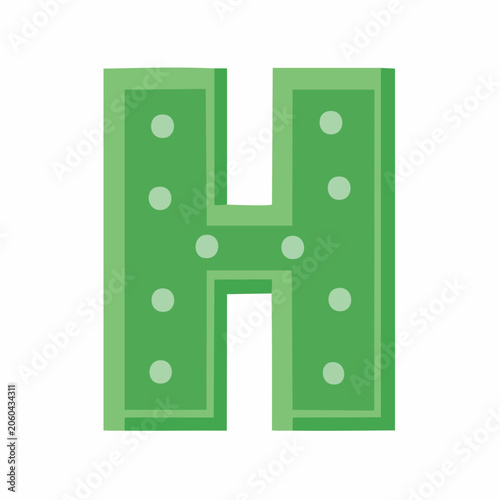 Green Letter H with Polka Dots