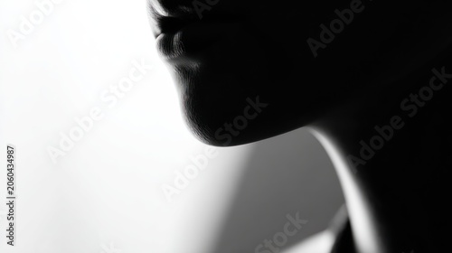 Silhouette profile in dramatic lighting artistic black and white composition