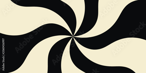 Quadro su tela Black and Cream Groovy Spiral Swirl Background Pattern