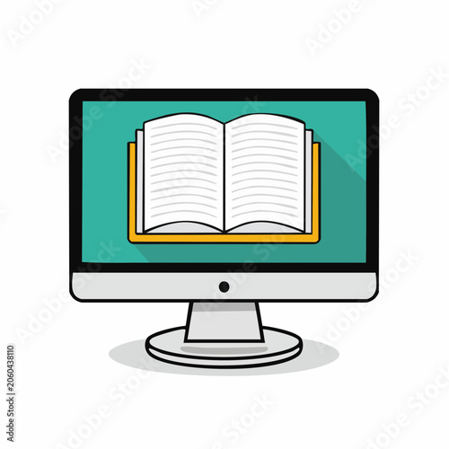 Computer screen displaying an open book icon