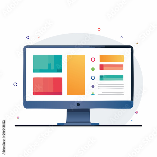 Computer Monitor Displaying Colorful Data Visualization