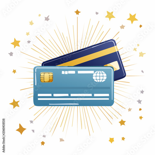 Credit Cards with Stars and Rays