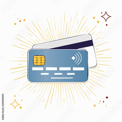 Contactless Payment Credit Card Icon with Sparkles