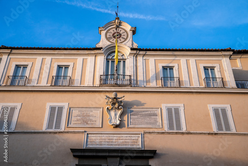 Slika na platnu Facade of the Apostolic Palace with clock and papal inscriptions in Castel Gando