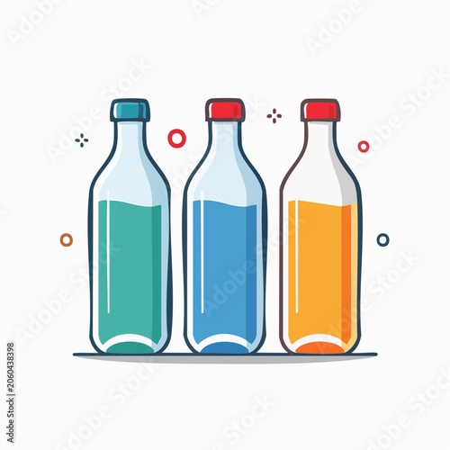 Three colorful bottles with liquid