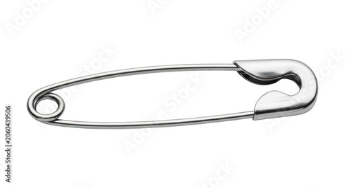 A shiny metal safety pin isolated on transparent background