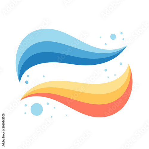 Abstract curved wave in blue and orange gradient