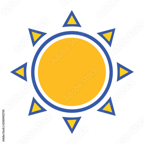 Flat design sun with rays vector icon