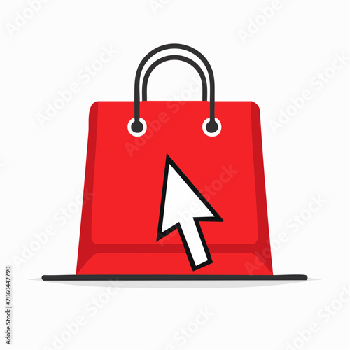 Online Shopping Bag with Cursor Icon