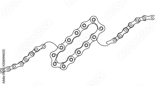 Bicycle Chain Line Art - Isolated on White Background