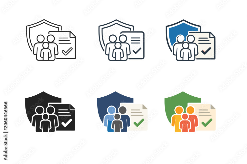Fototapeta premium Life protection policy icon depicting a shield, family figures, and insurance documents arranged for life insurance coverage,