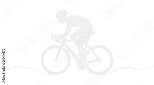 Cyclist Silhouette on Road Bike, Athletic Sports, Fitness, Active Lifestyle