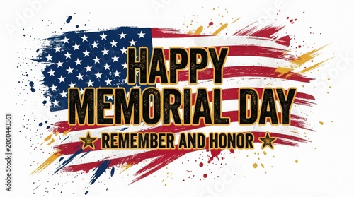 Happy memorial day celebration with american flag design