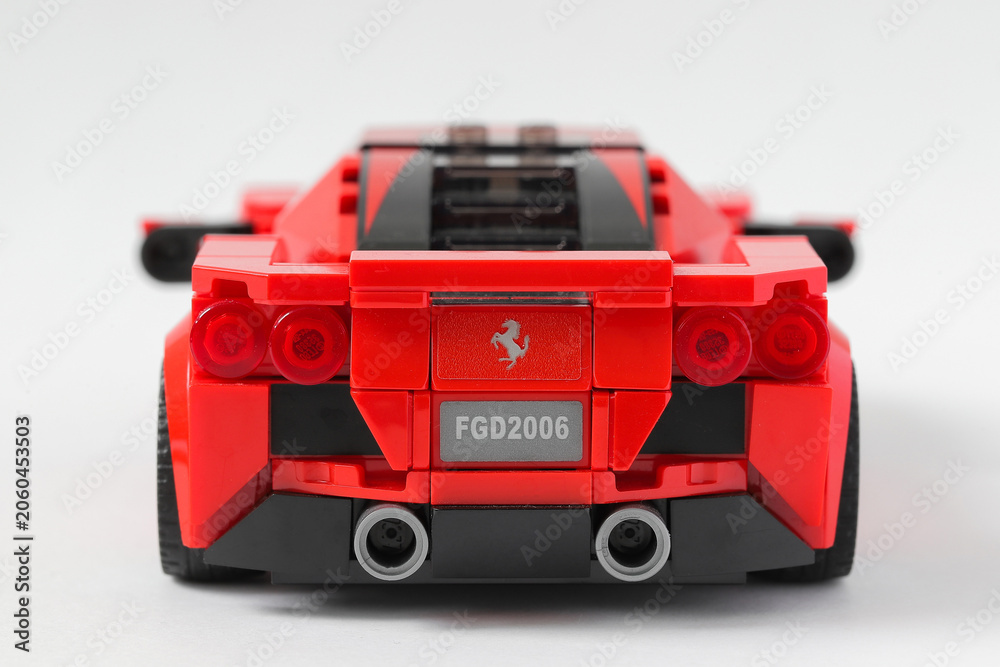 Naklejka premium Lego car Ferrari F8 Tributo rear view