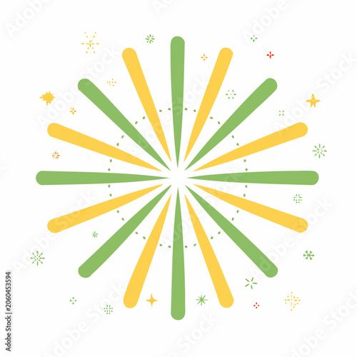 Abstract Burst of Yellow and Green Rays with Sparkles
