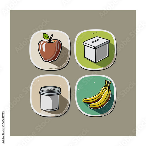 Flat Design Food and Packaging Icons Set