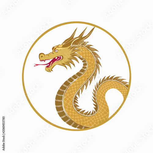 Golden Chinese Dragon Illustration
