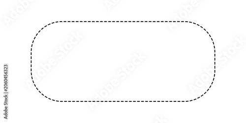 Black dashed line rounded rectangle shape icon Vector