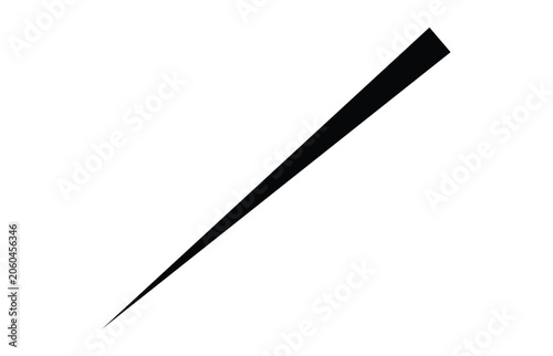 Black tapered brush stroke line isolated on a simple graphic background Vector