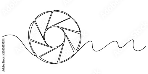 Fotografía Continuous single line drawing of a camera shutter aperture lens symbol Vector,