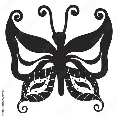 Butterfly in black and white tattoo style. Vector illustration isolated on a white background.