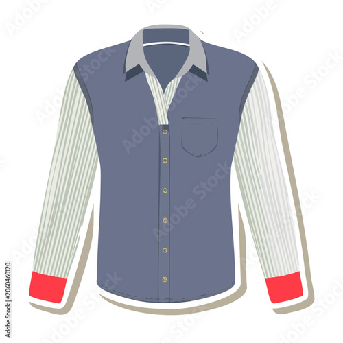 Blue and white striped dress shirt illustration