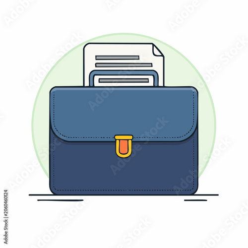 Blue Briefcase with Documents Icon