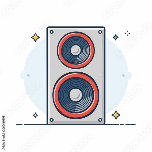Illustration of a Tall Speaker with Two Woofers