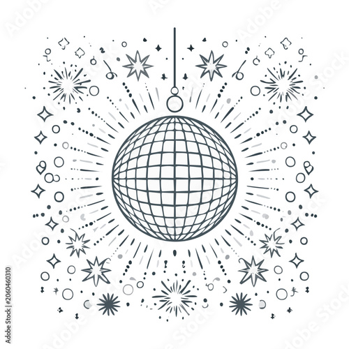 Minimalist globe with satellite and stars vector