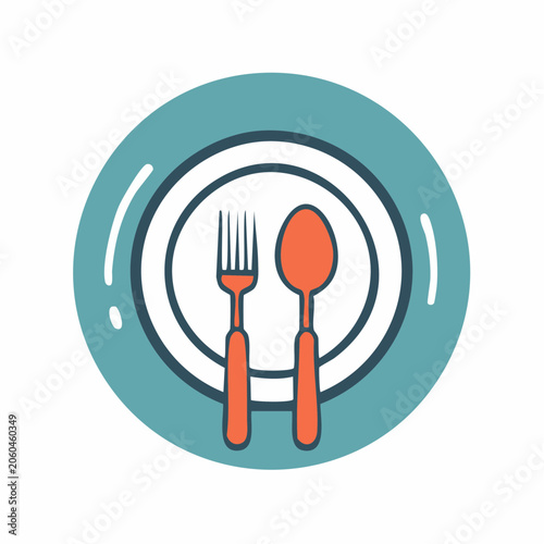 Plate with Fork and Spoon Icon