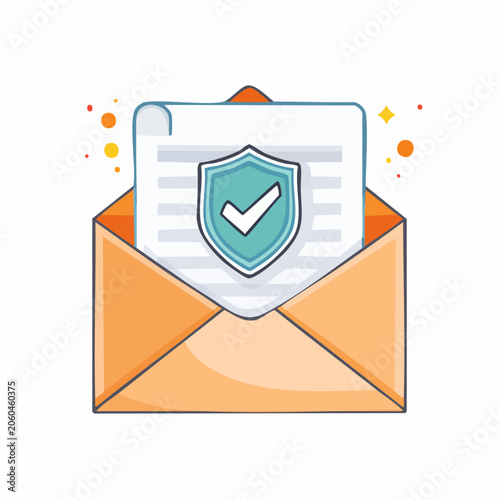 Secure Email Icon with Shield and Checkmark