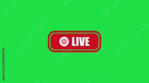Animated broadcast badge with status label isolated on green background for video overlay and editing projects