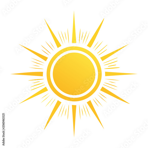 Flat design yellow sun with rays vector