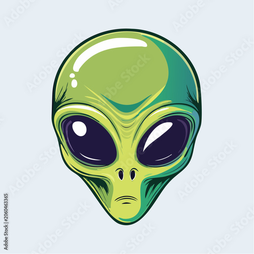 Green Alien Head Illustration