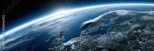 View of the Nord Ocean From Above With Detailed Land and Water Features
