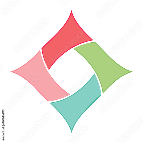 Abstract geometric logo with four colorful petals