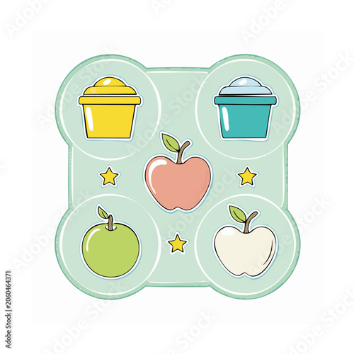 Colorful Apples and Cupcakes Flat Illustration