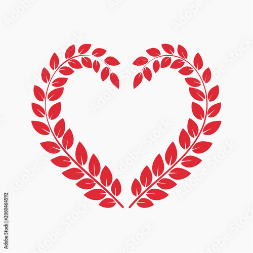 Red Heart Shaped Laurel Wreath