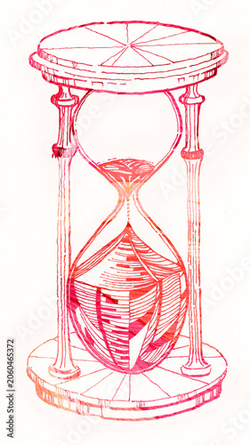 Tableau sur toile Abstract Watercolor Hourglass Illustration - Passing of Time and Deadline Concep