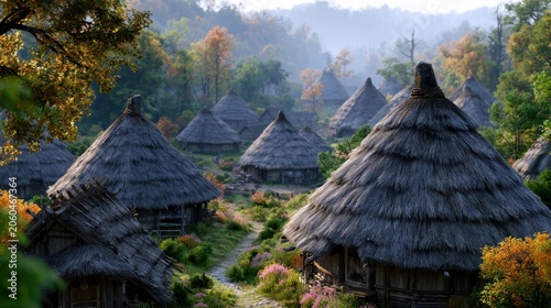 Living in the Iron Age With Thatched Roofs and Nature Around the Village