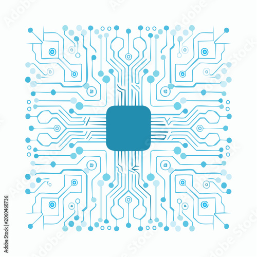 Abstract Circuit Board with Central Processor