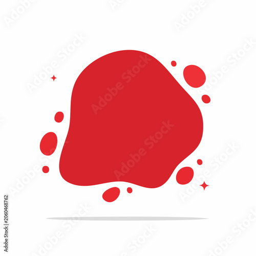 Abstract Red Blob Shape with Small Circles and Stars