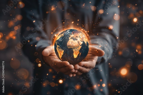 Businessman holding franchise business or marketing expansion for growth, franchise marketing system in global business network, brand building and modern technology. Franchise business concept