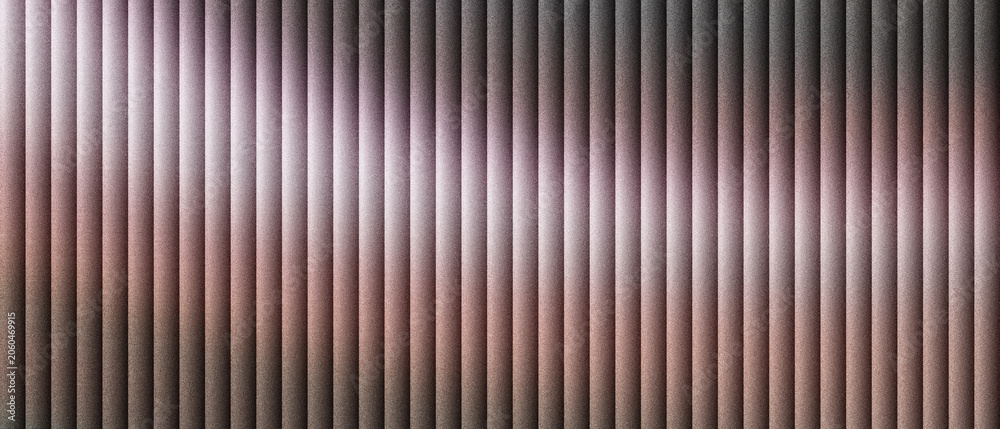 Fototapeta Industrial corrugated metal texture with vertical ridges, brushed steel surface with soft light reflections. Metallic wall panel background for architectural design and construction projects.