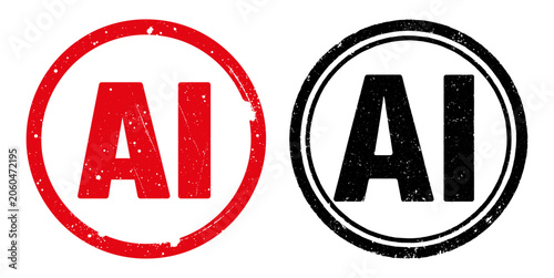 AI red and black round rubber stamp texture mark set